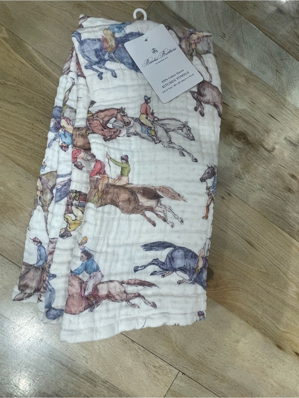 Brooks Brothers cotton gauze Kentucky Derby jockey racehorse kitchen towels NEW